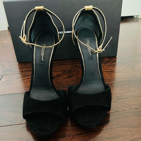 BRAND NEW Dolce & Gabbana Suede And Leather Ankle Cuff Sandals Size 35 - Picture 3 of 7